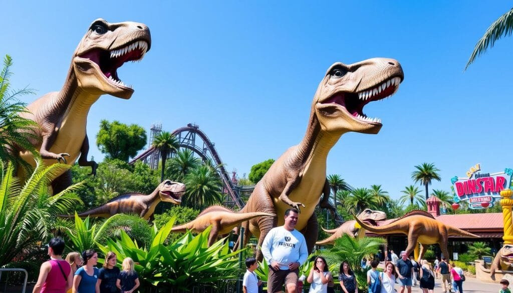 Atracciones de dinosaurios en parque temático