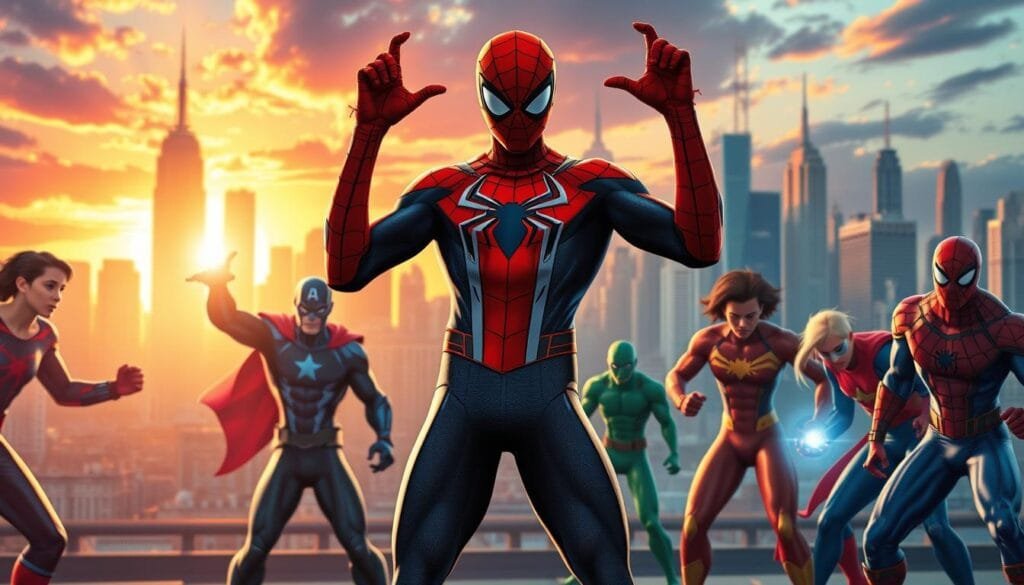 Spider-Man liderando aprendizaje superheroico