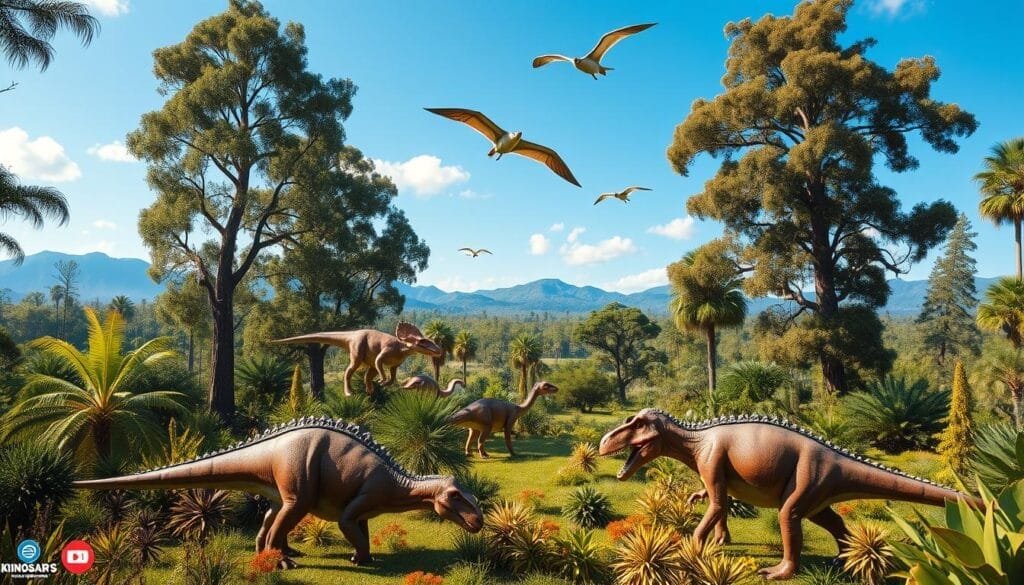 Dinosaurios en ecosistema modificado