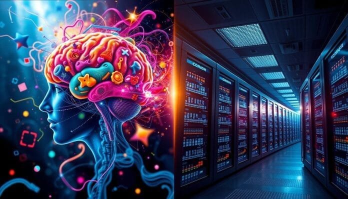 IA, memoria humana, almacenamiento, comparación