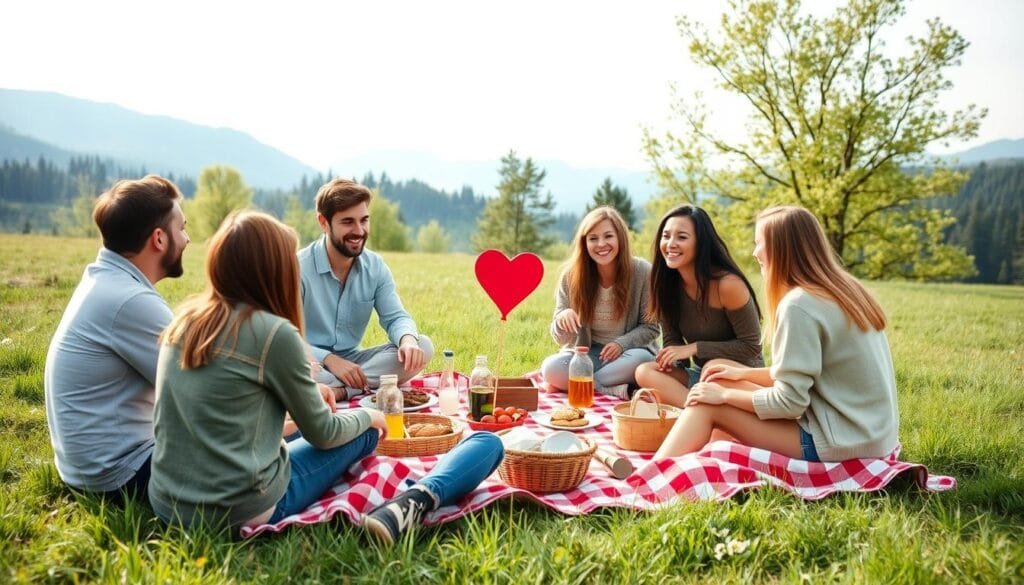 Amigos disfrutando de actividades al aire libre en San Valentín