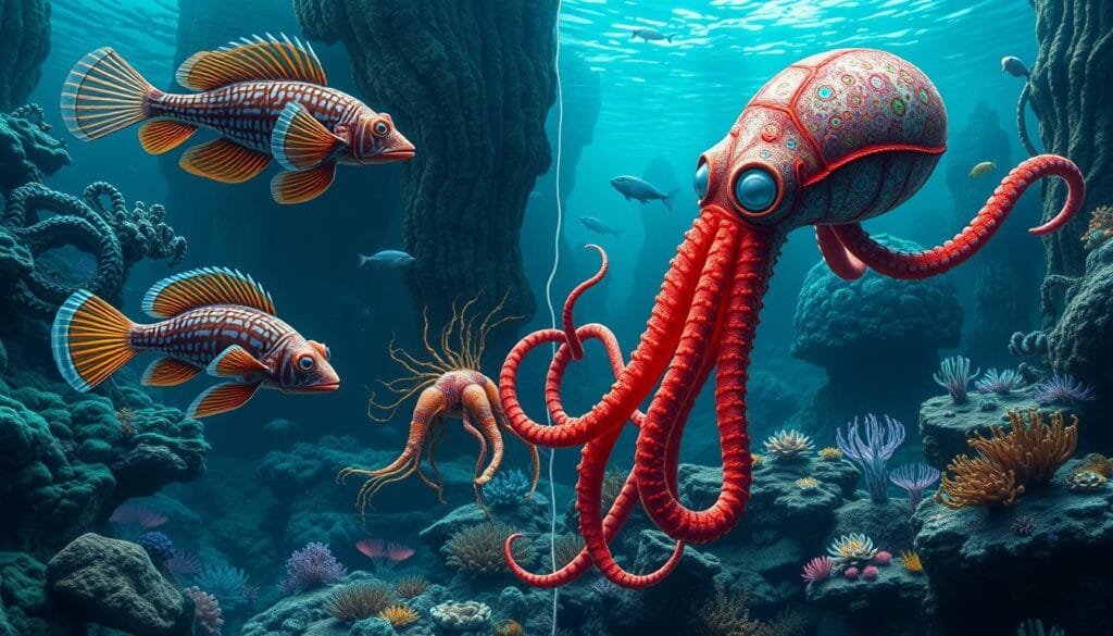 Comparación de criaturas marinas reales y artificiales
