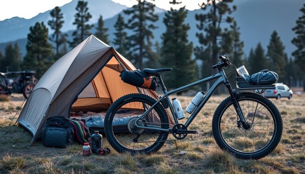 Equipo de camping para bikepacking