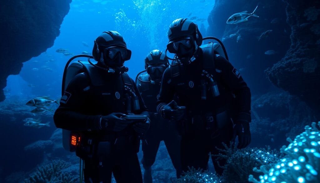 Expertos en oceanografía explorando tecnología marina