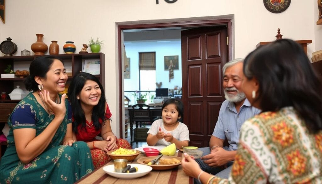 Familia local recibiendo viajeros