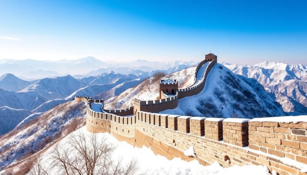 Gran Muralla cubierta de nieve en invierno