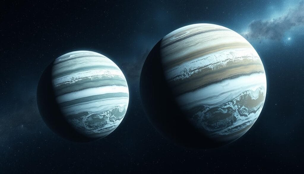 Lunas Europa y Encélado en el espacio