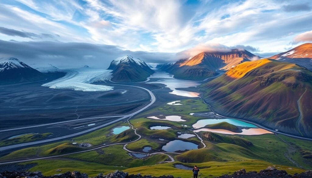 Paisaje de Islandia para mochileros