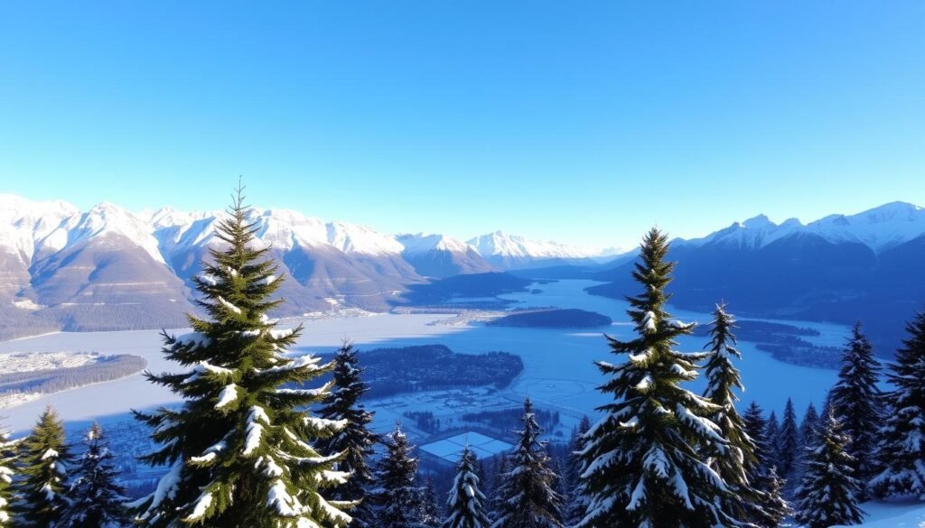 Paisaje invernal de Interlaken en los Alpes