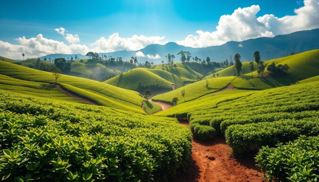 Paisajes de plantaciones de té en Sri Lanka