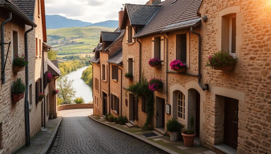 Pueblo pintoresco de Auvillar en Francia