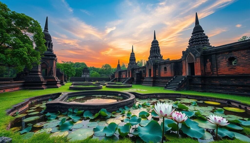 Ruinas históricas de Sukhothai en Tailandia