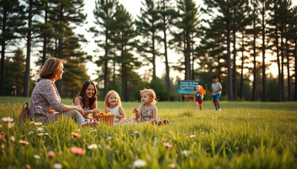 Familia disfrutando actividades al aire libre en el Día de la Madre