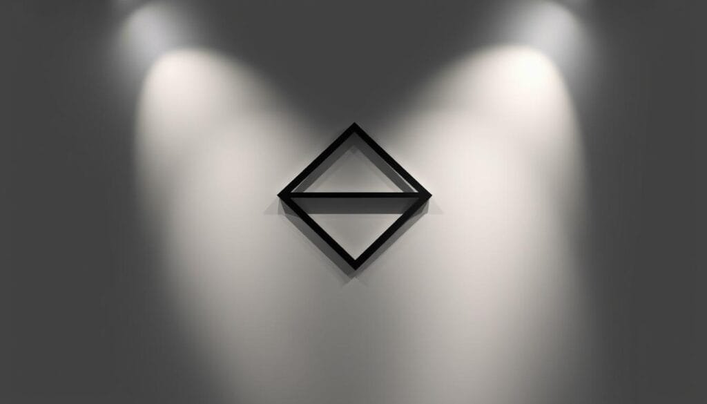 A stunning, minimalist logotype design featuring the clever use of negative space. The primary symbol is a sleek, geometric shape formed by the empty area between the intersecting lines, conveying a sense of balance and elegance. Illuminated by soft, directional lighting that casts subtle shadows, emphasizing the interplay of positive and negative space. The logo is captured at a slightly elevated angle, allowing the viewer to appreciate the refined, sophisticated composition. The overall mood is one of understated sophistication, inviting the viewer to discover the hidden message within the clever design.
