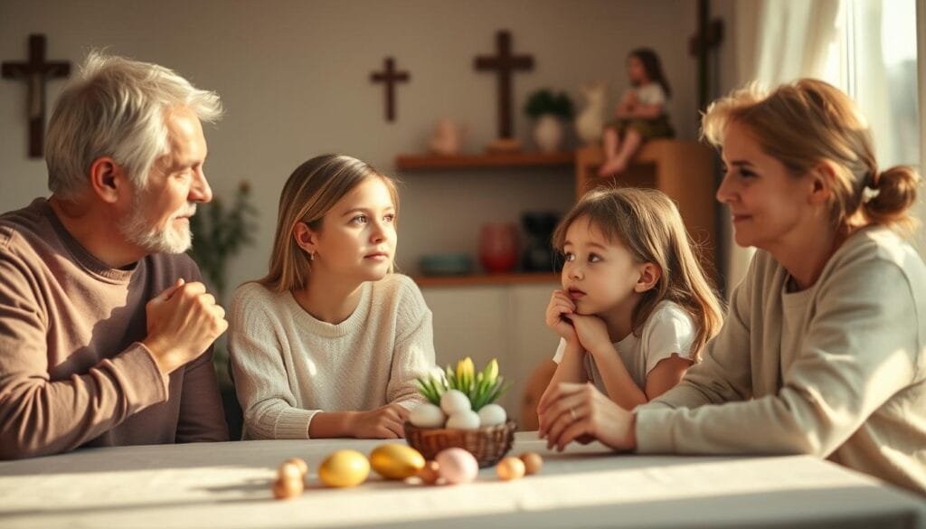Familia compartiendo valores durante Semana Santa