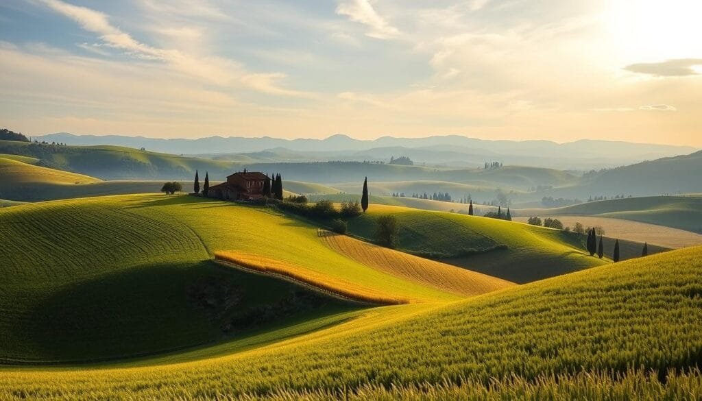 Paisaje rural de Val d'Orcia en Italia