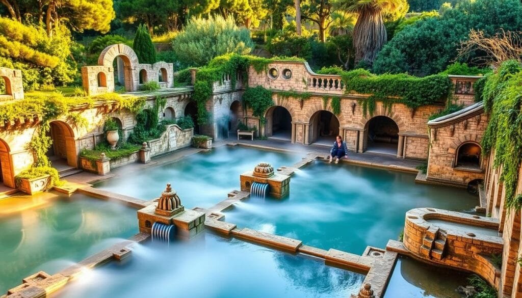Termas antiguas de San Casciano dei Bagni en Italia