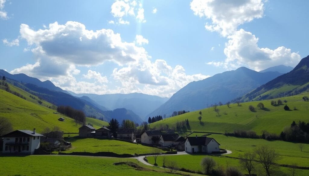 Paisaje de Sare en los Pirineos