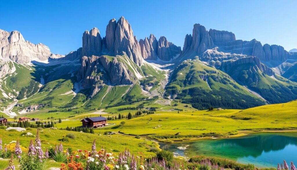 Paisaje de los Alpes en las Dolomitas