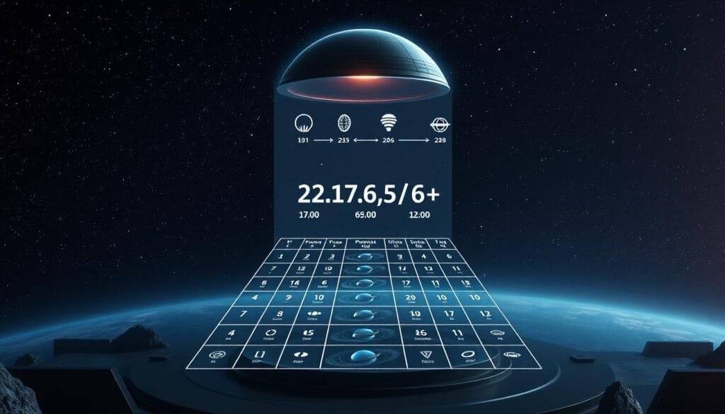 A detailed scientific illustration depicting the Drake Equation and the estimation of extraterrestrial civilizations. In the foreground, a starry night sky with a central focus on a cosmic observatory dome. Emanating from the dome, a holographic projection of the Drake Equation variables, each represented by sleek, minimalist icons. In the middle ground, a grid of planetary systems, each with varying degrees of technological development, some emitting radio signals. In the background, a vast expanse of the galaxy, with nebulae and distant stars creating a sense of scale and wonder. The overall mood is one of scientific curiosity and the search for intelligent life, captured with a cinematic, futuristic aesthetic and subtle lighting effects.