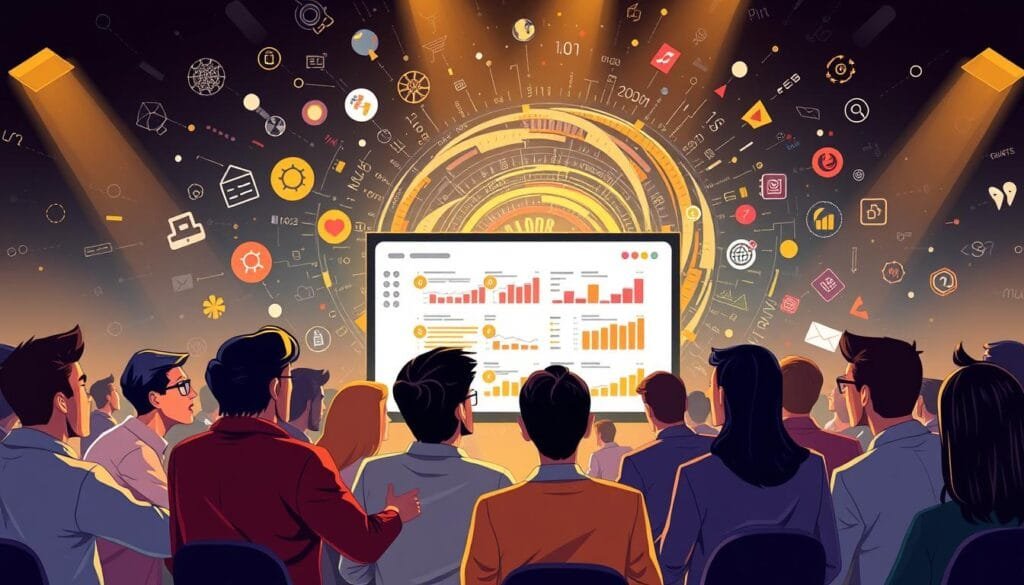 A vibrant digital illustration depicting an intense online debate forum. In the foreground, a group of diverse digital avatars engaged in a heated discussion, their expressions and body language conveying the passion and energy of the discourse. The middle ground features a sleek, modern forum interface with clean lines and minimalist design. In the background, a swirling vortex of data visualizations, symbols, and abstract elements representing the vast interconnected web of digital communities. Lit by a warm, diffused lighting that casts a glow on the scene, creating an atmosphere of intellectual fervor and digital dynamism.