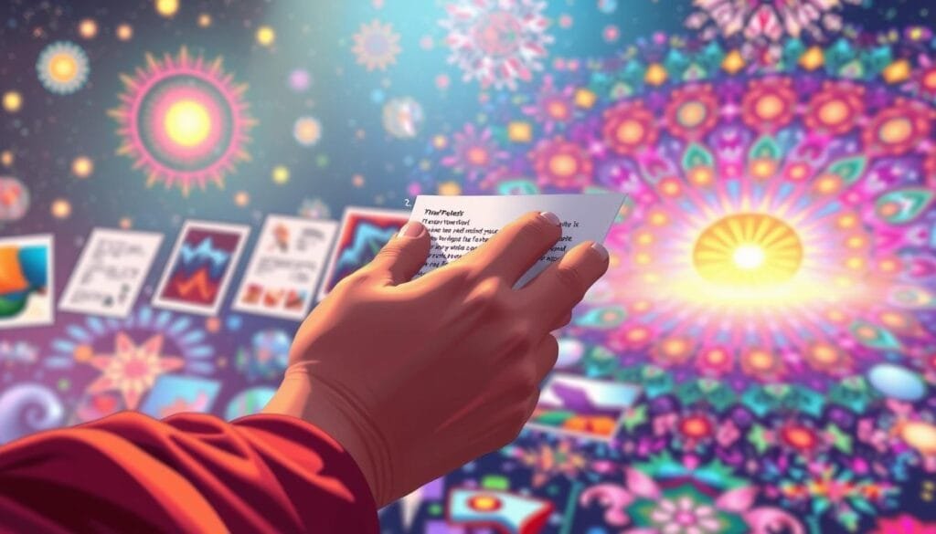 A vibrant digital illustration depicting the optimization of prompts for visual creation. In the foreground, a hand skillfully manipulates an intricate visual prompt, crafting it with meticulous attention to detail. The middle ground reveals a series of prompts, each one a unique exploration of different styles and techniques. In the background, a kaleidoscope of colorful, dynamic images emerges, showcasing the boundless potential of prompt-driven visual generation. The scene is bathed in a warm, inspiring glow, conveying the excitement and wonder of unlocking the full creative power of language-guided image synthesis.