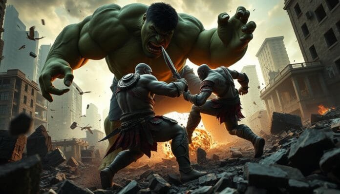 Kratos-God-of-War-vs-Hulk-IA Kratos (God of War) vs Hulk IA