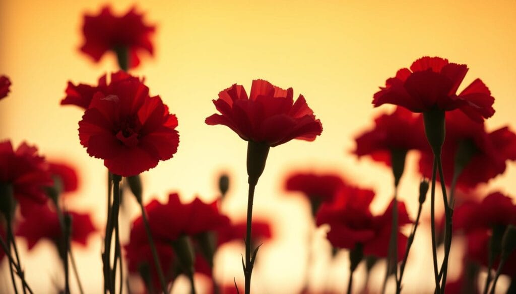 A vibrant bouquet of carnations, their crimson petals unfurling against a backdrop of warm, golden light. The flowers stand tall, their stems intertwined, symbolizing the unity and resilience of the Portuguese Carnation Revolution. The scene is captured in a soft, cinematic focus, evoking a sense of historical significance and the peaceful nature of the uprising. In the middle ground, a single carnation, its stem piercing through the center of the frame, serves as a powerful visual metaphor for the bloodless transition of power. The overall composition conveys the nonviolent spirit of the revolution, where flowers replaced the threat of bullets, transforming a military coup into a peaceful transition of power. A vibrant bouquet of carnations, their crimson petals unfurling against a backdrop of warm, golden light. The flowers stand tall, their stems intertwined, symbolizing the unity and resilience of the Portuguese Carnation Revolution. The scene is captured in a soft, cinematic focus, evoking a sense of historical significance and the peaceful nature of the uprising. In the middle ground, a single carnation, its stem piercing through the center of the frame, serves as a powerful visual metaphor for the bloodless transition of power. The overall composition conveys the nonviolent spirit of the revolution, where flowers replaced the threat of bullets, transforming a military coup into a peaceful transition of power.