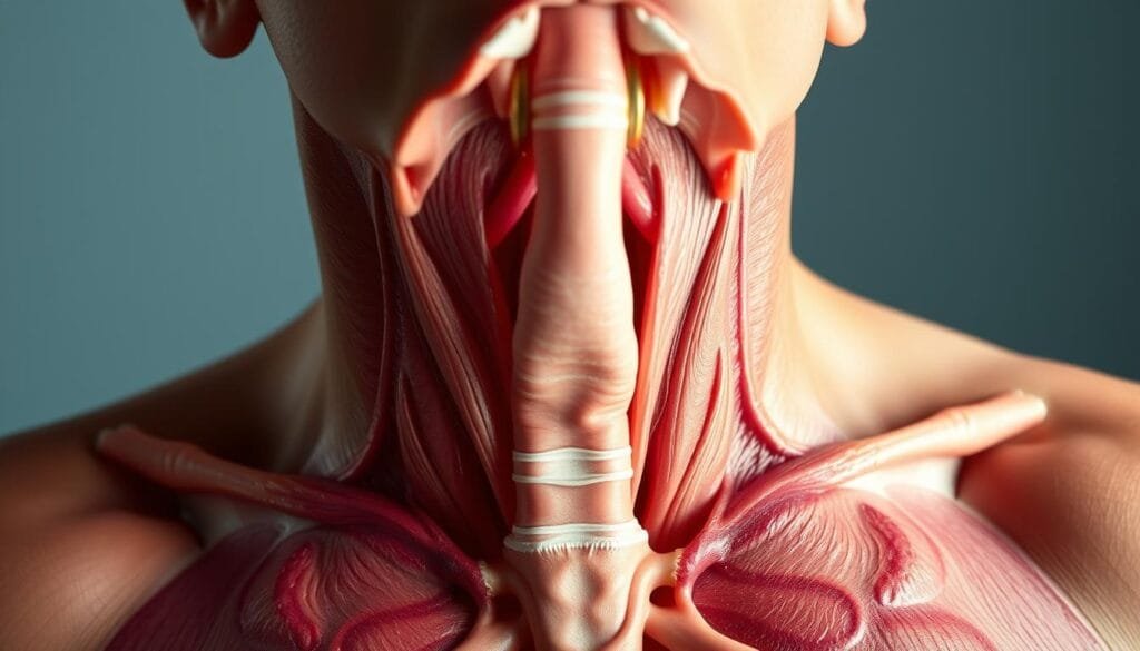 An anatomical cross-section of the upper respiratory system during a prolonged sneeze, rendered in a detailed, scientifically accurate manner. The scene depicts the diaphragm, intercostal muscles, and glottis under intense strain, illustrating the physiological changes that occur when a sneeze is forcibly extended. The image should be captured from a slightly elevated angle, utilizing soft, diffused lighting to emphasize the internal structures and the dynamic tension of the snapshot. The overall mood should convey a sense of scientific inquiry and educational purpose, without any overt dramatization or embellishment. An anatomical cross-section of the upper respiratory system during a prolonged sneeze, rendered in a detailed, scientifically accurate manner. The scene depicts the diaphragm, intercostal muscles, and glottis under intense strain, illustrating the physiological changes that occur when a sneeze is forcibly extended. The image should be captured from a slightly elevated angle, utilizing soft, diffused lighting to emphasize the internal structures and the dynamic tension of the snapshot. The overall mood should convey a sense of scientific inquiry and educational purpose, without any overt dramatization or embellishment.