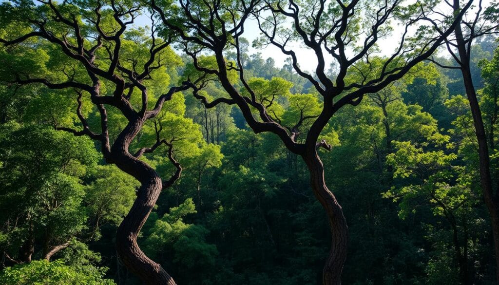 Lush, verdant forests of Mauritius, now dwindling under the relentless onslaught of deforestation. A once-thriving, biodiverse ecosystem succumbing to the demands of industrial development and human expansion. Sunlight filters through the remaining canopy, casting long shadows on the forest floor below. Twisted, gnarled tree trunks stand as silent witnesses to the transformation, their branches reaching skyward in a desperate plea. In the distance, the rumble of machinery and the crack of falling timber echo, signaling the gradual disappearance of this unique, island habitat. The Dodo's domain, now in peril, a stark reminder of the delicate balance between man and nature. Lush, verdant forests of Mauritius, now dwindling under the relentless onslaught of deforestation. A once-thriving, biodiverse ecosystem succumbing to the demands of industrial development and human expansion. Sunlight filters through the remaining canopy, casting long shadows on the forest floor below. Twisted, gnarled tree trunks stand as silent witnesses to the transformation, their branches reaching skyward in a desperate plea. In the distance, the rumble of machinery and the crack of falling timber echo, signaling the gradual disappearance of this unique, island habitat. The Dodo's domain, now in peril, a stark reminder of the delicate balance between man and nature.