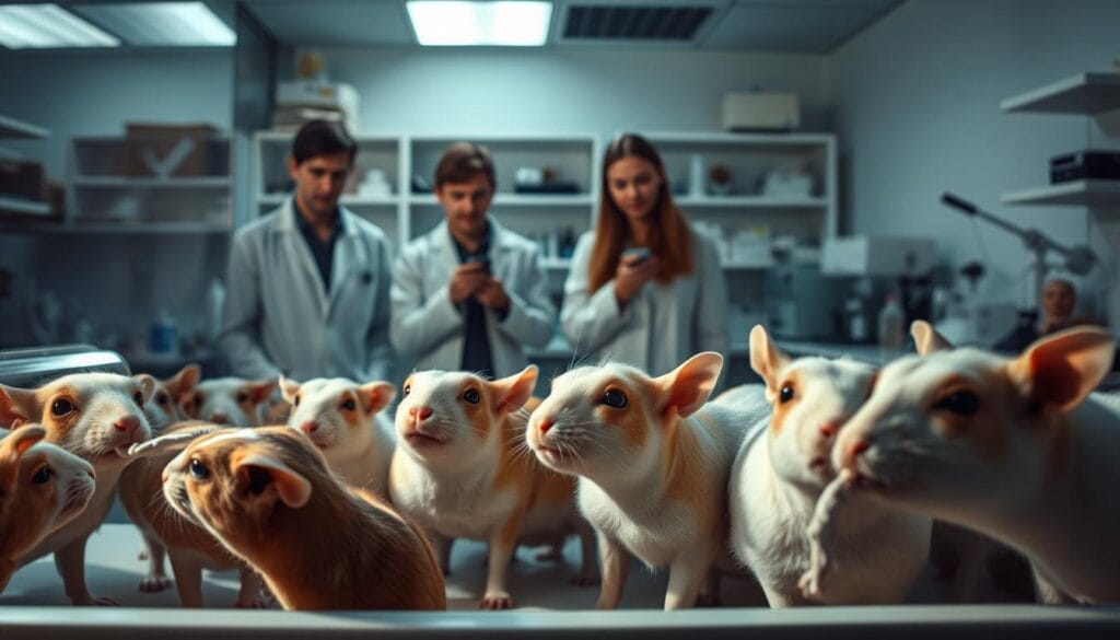 A tranquil laboratory setting, illuminated by soft, diffused lighting that casts gentle shadows. In the foreground, a group of laboratory animals, intently observing a series of objects and interactions, their expressions suggesting a profound sense of curiosity and understanding. The middle ground features a team of researchers, carefully documenting the animals' behaviors, their faces a mix of fascination and contemplation. In the background, shelves of scientific equipment and instruments, hinting at the rigor and precision of the experiment. The overall atmosphere conveys a sense of scientific discovery, with the animals as the central protagonists, their own unique forms of justice and morality unfolding before the watchful eyes of the researchers. A tranquil laboratory setting, illuminated by soft, diffused lighting that casts gentle shadows. In the foreground, a group of laboratory animals, intently observing a series of objects and interactions, their expressions suggesting a profound sense of curiosity and understanding. The middle ground features a team of researchers, carefully documenting the animals' behaviors, their faces a mix of fascination and contemplation. In the background, shelves of scientific equipment and instruments, hinting at the rigor and precision of the experiment. The overall atmosphere conveys a sense of scientific discovery, with the animals as the central protagonists, their own unique forms of justice and morality unfolding before the watchful eyes of the researchers.