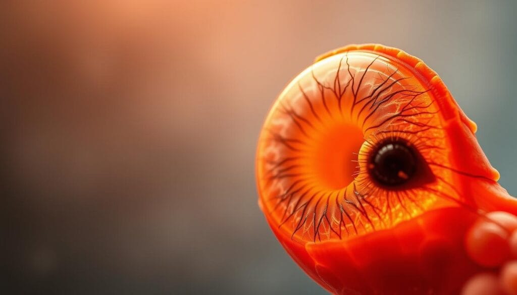 Conos retina, a captivating cross-section of the human eye's color-sensing receptors. Crisp, high-resolution view showcasing the intricate structure of these cone-shaped photoreceptors, their delicate membranes and light-sensitive pigments. Soft, diffused lighting illuminates the scene, casting subtle shadows that accentuate the three-dimensional nature of the cones. The background is a serene, out-of-focus expanse, allowing the viewer to focus solely on the mesmerizing details of the retinal structure. Conveying a sense of scientific wonder and the fundamental mechanisms behind color perception, this image will serve as a visually striking and informative illustration for the article's section on the fundamentals of color vision. Conos retina, a captivating cross-section of the human eye's color-sensing receptors. Crisp, high-resolution view showcasing the intricate structure of these cone-shaped photoreceptors, their delicate membranes and light-sensitive pigments. Soft, diffused lighting illuminates the scene, casting subtle shadows that accentuate the three-dimensional nature of the cones. The background is a serene, out-of-focus expanse, allowing the viewer to focus solely on the mesmerizing details of the retinal structure. Conveying a sense of scientific wonder and the fundamental mechanisms behind color perception, this image will serve as a visually striking and informative illustration for the article's section on the fundamentals of color vision.