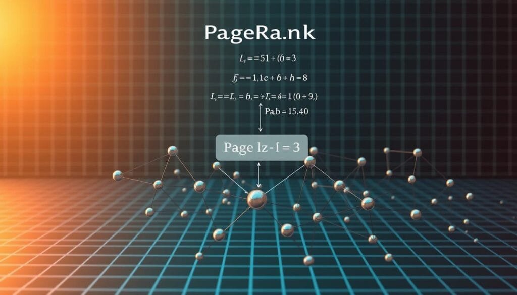 A detailed technical diagram depicting the PageRank algorithm's link structure, with a clean, minimalist aesthetic. The foreground shows a network of interconnected nodes, each representing a web page, connected by directional arrows representing hyperlinks between them. The middle ground showcases the mathematical principles behind PageRank, with numerical values and equations floating amidst the nodes. The background features a subtle grid pattern, lending a sense of order and structure to the overall composition. Soft, warm lighting illuminates the scene, creating a contemplative mood. The entire image conveys the essence of the pre-Google search engine landscape, where the foundations of modern web ranking were first established. A detailed technical diagram depicting the PageRank algorithm's link structure, with a clean, minimalist aesthetic. The foreground shows a network of interconnected nodes, each representing a web page, connected by directional arrows representing hyperlinks between them. The middle ground showcases the mathematical principles behind PageRank, with numerical values and equations floating amidst the nodes. The background features a subtle grid pattern, lending a sense of order and structure to the overall composition. Soft, warm lighting illuminates the scene, creating a contemplative mood. The entire image conveys the essence of the pre-Google search engine landscape, where the foundations of modern web ranking were first established.