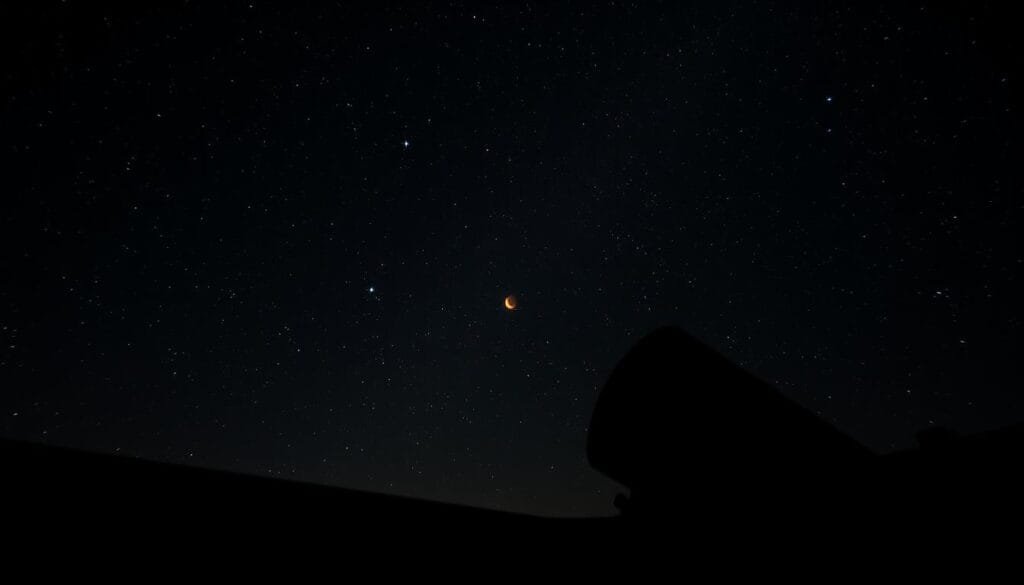 A dimly lit observatory, the night sky a vast canvas of twinkling stars. In the foreground, a small, barely visible brown dwarf - an "enana marrón" - radiates a faint, reddish glow, its surface temperature barely above freezing. The image is captured through a powerful, high-resolution telescope, revealing the object's intricate details and the distant celestial backdrop. The lighting is subtle, casting soft shadows that accentuate the brown dwarf's unique features. The composition is balanced, with the brown dwarf positioned off-center, allowing the viewer to appreciate the scale and grandeur of the surrounding cosmos. An otherworldly, serene atmosphere pervades the scene, hinting at the profound mysteries that lie within these coldest of stellar objects. A dimly lit observatory, the night sky a vast canvas of twinkling stars. In the foreground, a small, barely visible brown dwarf - an "enana marrón" - radiates a faint, reddish glow, its surface temperature barely above freezing. The image is captured through a powerful, high-resolution telescope, revealing the object's intricate details and the distant celestial backdrop. The lighting is subtle, casting soft shadows that accentuate the brown dwarf's unique features. The composition is balanced, with the brown dwarf positioned off-center, allowing the viewer to appreciate the scale and grandeur of the surrounding cosmos. An otherworldly, serene atmosphere pervades the scene, hinting at the profound mysteries that lie within these coldest of stellar objects.