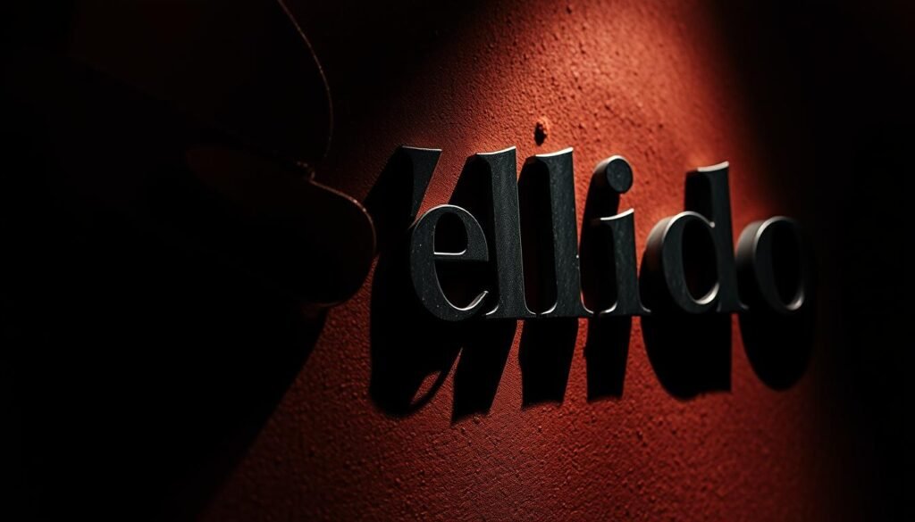 A striking close-up of a surname, "apellido solo", rendered in a bold, stylized font against a rich, textured background. The letters stand out with a sense of gravity and prominence, casting dramatic shadows that add depth and dimension. The lighting is dramatic, creating a chiaroscuro effect that imbues the design with a sense of mystery and intrigue. The overall composition is balanced and visually captivating, reflecting the significance and cultural importance of the subject matter within the context of the article's focus on fan connections and details.