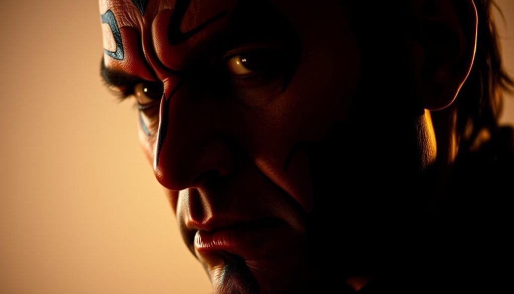 A close-up portrait of Carlos Segundo, the renowned Mexican voice actor, with his distinct profile and piercing gaze. His face is illuminated by warm, diffused lighting, casting shadows that highlight the chiseled features and intensity of his expression. The background is a soft, blurred gradient, allowing the viewer to focus solely on the subject's captivating presence. The image conveys a sense of gravitas and authority, reflecting Segundo's iconic role as the voice of Darth Maul in the Latin American dub of "Star Wars: Episode I - The Phantom Menace." A close-up portrait of Carlos Segundo, the renowned Mexican voice actor, with his distinct profile and piercing gaze. His face is illuminated by warm, diffused lighting, casting shadows that highlight the chiseled features and intensity of his expression. The background is a soft, blurred gradient, allowing the viewer to focus solely on the subject's captivating presence. The image conveys a sense of gravitas and authority, reflecting Segundo's iconic role as the voice of Darth Maul in the Latin American dub of "Star Wars: Episode I - The Phantom Menace."