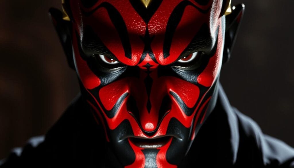 A close-up portrait of Peter Serafinowicz, the original voice actor for Darth Maul in Star Wars: The Phantom Menace. The lighting is dramatic, casting deep shadows across his stern, angular features. His piercing gaze stares intently into the camera, conveying the intensity and brooding presence of the iconic Sith Lord. The image is crisp and detailed, capturing the character's distinctive makeup and horns with precision. The background is blurred, keeping the focus on Serafinowicz's face and emphasizing the character's enigmatic presence. The overall mood is serious and foreboding, reflecting the dark side of the Force. A close-up portrait of Peter Serafinowicz, the original voice actor for Darth Maul in Star Wars: The Phantom Menace. The lighting is dramatic, casting deep shadows across his stern, angular features. His piercing gaze stares intently into the camera, conveying the intensity and brooding presence of the iconic Sith Lord. The image is crisp and detailed, capturing the character's distinctive makeup and horns with precision. The background is blurred, keeping the focus on Serafinowicz's face and emphasizing the character's enigmatic presence. The overall mood is serious and foreboding, reflecting the dark side of the Force.