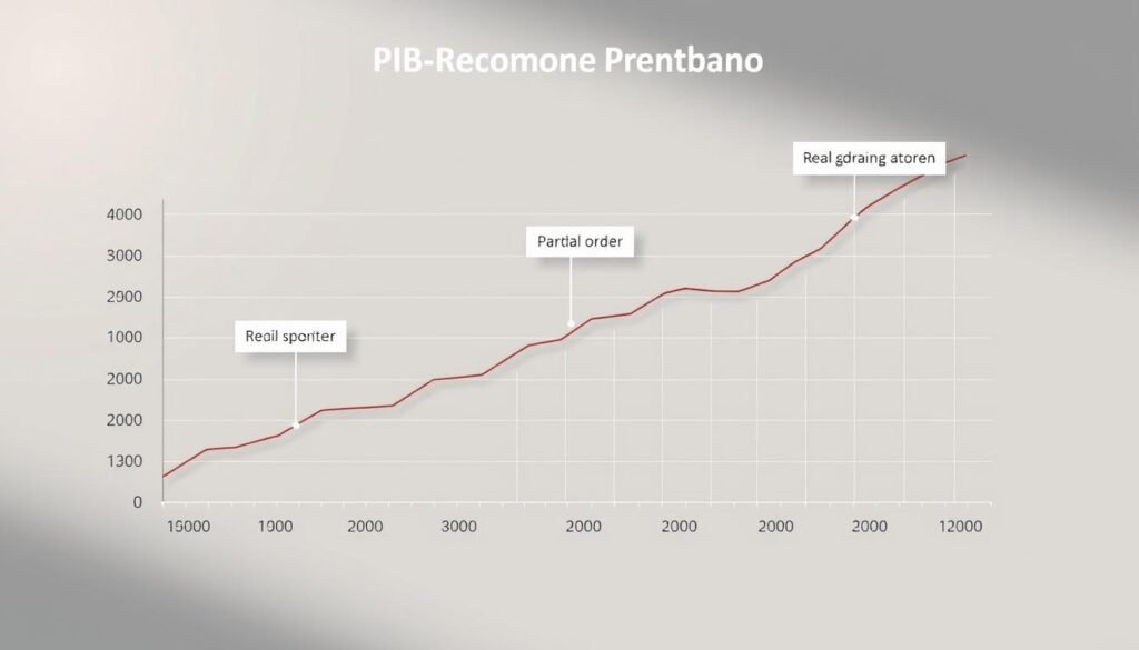 A detailed, data-driven chart depicting the real GDP growth rate (PIB real a la baja) in a clear and concise manner. The chart should be rendered with a minimalist, modern aesthetic, using clean lines, neutral colors, and clear labels to convey the economic trend. The chart should be set against a muted, softly-lit background, creating a sense of visual balance and professionalism. The overall mood should be one of informative clarity, allowing the data to speak for itself and illustrate the key economic indicators referenced in the article section. A detailed, data-driven chart depicting the real GDP growth rate (PIB real a la baja) in a clear and concise manner. The chart should be rendered with a minimalist, modern aesthetic, using clean lines, neutral colors, and clear labels to convey the economic trend. The chart should be set against a muted, softly-lit background, creating a sense of visual balance and professionalism. The overall mood should be one of informative clarity, allowing the data to speak for itself and illustrate the key economic indicators referenced in the article section.