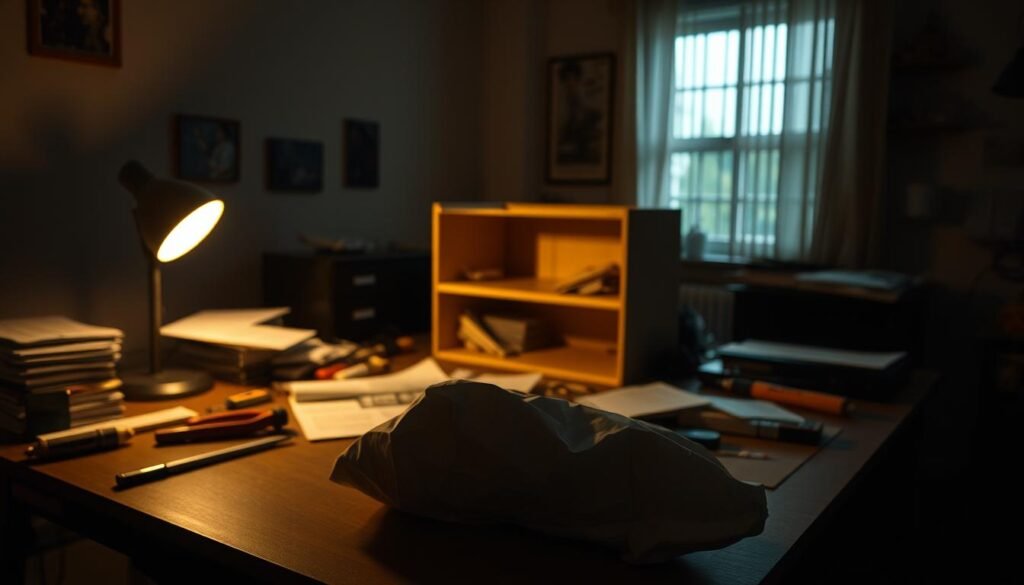 A dimly lit room, the warm glow of a table lamp casting long shadows. On the cluttered desk, a half-assembled IKEA furniture piece sits amidst scattered tools and instruction manuals. The air is thick with a sense of frustrated concentration, as the viewer grapples with the perceived complexity of the task at hand. In the foreground, a crumpled piece of paper represents the risks and limitations of self-assembly, a visual metaphor for the biases and flawed decision-making that can arise from the "IKEA effect." The overall composition conveys the tension between the allure of DIY projects and the potential pitfalls of overvaluing one's own labor.