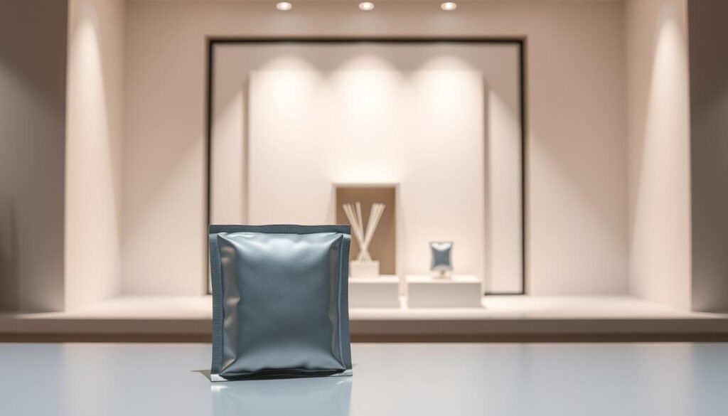 A sleek, modern product display showcasing a decoy item. The foreground features a minimalist, silver-toned product package with clean lines and a subtle sheen, drawing the viewer's attention. The middle ground showcases the product in an idealized, well-lit setting, creating an aspirational visual. The background is a simple, neutral-toned environment, allowing the product to be the focal point. Soft, directional lighting casts subtle shadows, adding depth and dimensionality. The overall aesthetic is one of sophisticated simplicity, evoking a sense of exclusivity and high-end appeal, designed to influence consumer purchasing behavior. A sleek, modern product display showcasing a decoy item. The foreground features a minimalist, silver-toned product package with clean lines and a subtle sheen, drawing the viewer's attention. The middle ground showcases the product in an idealized, well-lit setting, creating an aspirational visual. The background is a simple, neutral-toned environment, allowing the product to be the focal point. Soft, directional lighting casts subtle shadows, adding depth and dimensionality. The overall aesthetic is one of sophisticated simplicity, evoking a sense of exclusivity and high-end appeal, designed to influence consumer purchasing behavior.