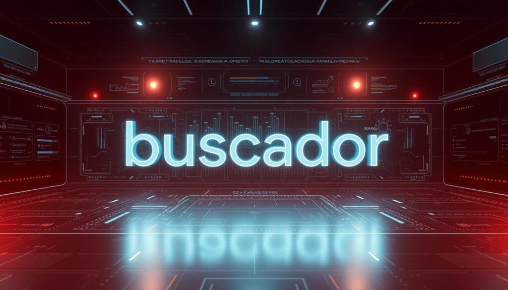 An expansive, futuristic digital interface depicting the word "buscador" (search engine in Spanish) as a central, iconic element. The interface should have a sleek, minimalist aesthetic with clean lines, muted color palette, and subtle holographic effects. Arrange the text in an eye-catching, asymmetrical layout that conveys a sense of dynamism and technological prowess. Surround the central "buscador" with contextual UI elements such as data visualizations, command prompts, and abstract digital patterns to reinforce the concept of an advanced, cutting-edge search engine. Bathe the entire scene in warm, diffuse lighting that emanates a sense of futuristic wonder and innovation, reflecting the cultural significance of the Google search engine phenomenon. An expansive, futuristic digital interface depicting the word "buscador" (search engine in Spanish) as a central, iconic element. The interface should have a sleek, minimalist aesthetic with clean lines, muted color palette, and subtle holographic effects. Arrange the text in an eye-catching, asymmetrical layout that conveys a sense of dynamism and technological prowess. Surround the central "buscador" with contextual UI elements such as data visualizations, command prompts, and abstract digital patterns to reinforce the concept of an advanced, cutting-edge search engine. Bathe the entire scene in warm, diffuse lighting that emanates a sense of futuristic wonder and innovation, reflecting the cultural significance of the Google search engine phenomenon.