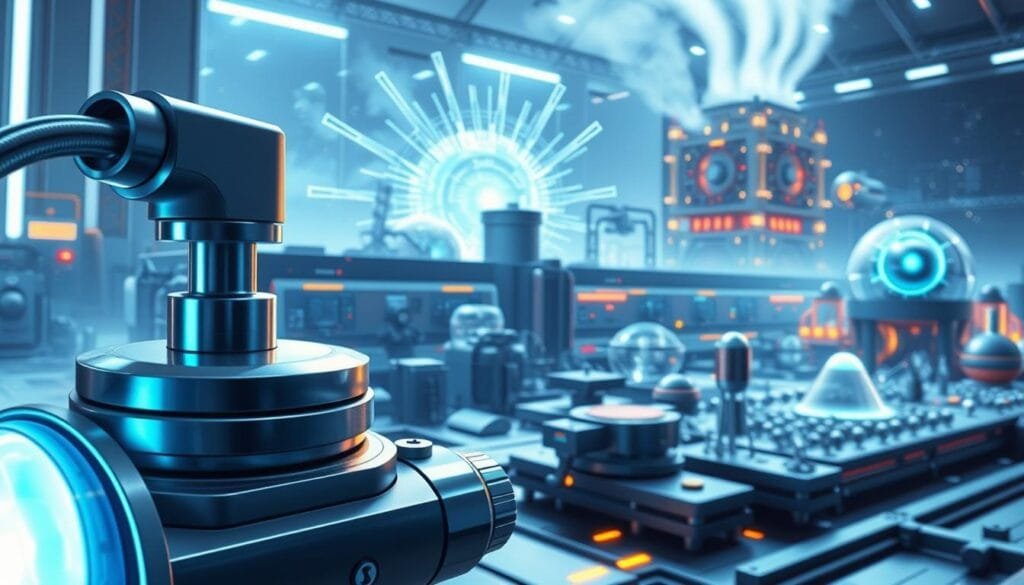 A detailed, futuristic illustration of antimatter applications in medicine, materials, and energy. In the foreground, a sleek, high-tech medical device utilizing antimatter annihilation for precision treatment. In the middle ground, an array of advanced materials and structures created with antimatter-based technologies. In the background, a vast, gleaming fusion reactor, harnessing the immense power of antimatter reactions to generate clean, limitless energy. The scene is bathed in a cool, blue-tinted light, conveying a sense of scientific progress and technological innovation. Crisp, high-resolution details bring this vision of antimatter's real-world potential to life. A detailed, futuristic illustration of antimatter applications in medicine, materials, and energy. In the foreground, a sleek, high-tech medical device utilizing antimatter annihilation for precision treatment. In the middle ground, an array of advanced materials and structures created with antimatter-based technologies. In the background, a vast, gleaming fusion reactor, harnessing the immense power of antimatter reactions to generate clean, limitless energy. The scene is bathed in a cool, blue-tinted light, conveying a sense of scientific progress and technological innovation. Crisp, high-resolution details bring this vision of antimatter's real-world potential to life.