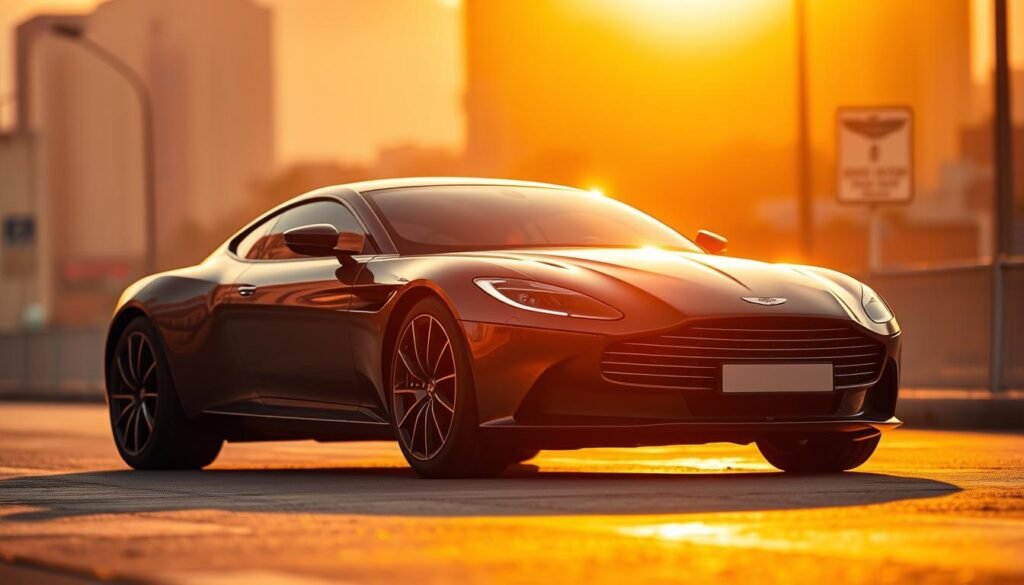 A sleek and luxurious Aston Martin Lagonda, its aerodynamic silhouette gleaming under a warm, golden sunset. The car is positioned in a dramatic, low-angle shot, capturing its striking, angular design and the dramatic interplay of light and shadow. The background is a blurred, hazy urban landscape, hinting at the Lagonda's impressive performance capabilities. The overall atmosphere evokes a sense of elegance, power, and the rich heritage of the Aston Martin brand. The image aims to showcase the Lagonda as a symbol of the brand's resilience and innovation, as it navigates its storied history. A sleek and luxurious Aston Martin Lagonda, its aerodynamic silhouette gleaming under a warm, golden sunset. The car is positioned in a dramatic, low-angle shot, capturing its striking, angular design and the dramatic interplay of light and shadow. The background is a blurred, hazy urban landscape, hinting at the Lagonda's impressive performance capabilities. The overall atmosphere evokes a sense of elegance, power, and the rich heritage of the Aston Martin brand. The image aims to showcase the Lagonda as a symbol of the brand's resilience and innovation, as it navigates its storied history.