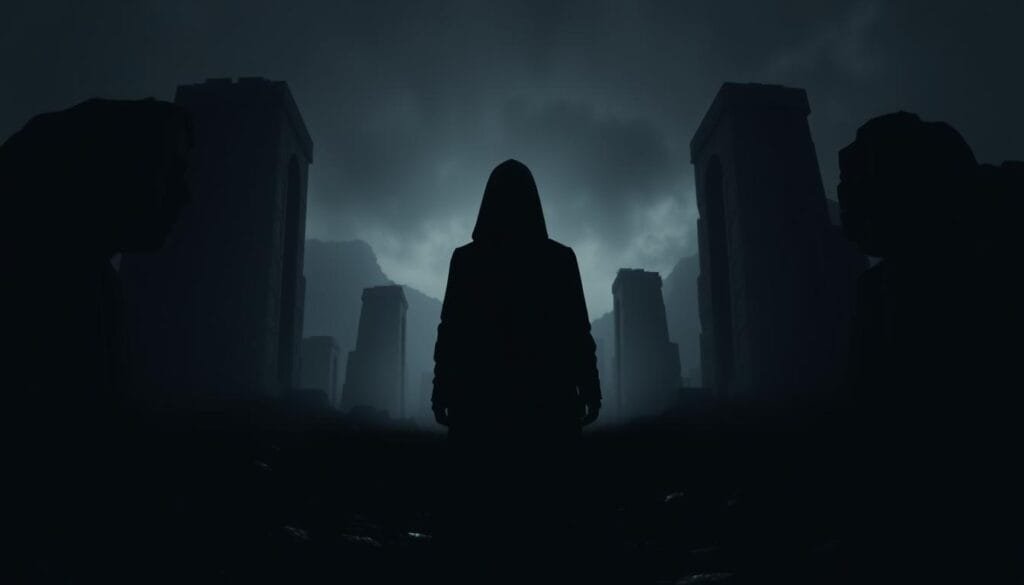 A somber, introspective tableau depicting the philosophical struggle between good and evil. In the foreground, a shadowy figure in a dramatic chiaroscuro lighting, their features obscured, symbolizing the duality of morality. Surrounding them, a landscape of contrasts - towering monolithic structures in the background, conveying the weight of societal expectations, juxtaposed with fragmented shards of light and shadow, hinting at the complexities of the human condition. The mood is pensive, almost melancholic, inviting the viewer to contemplate the nuances of ethical decision-making. Captured with a wide-angle lens to emphasize the vastness of the scene and the insignificance of the individual, this image aims to evoke the timeless, universal struggle between "bien mal" that permeates art, culture, and the human experience. A somber, introspective tableau depicting the philosophical struggle between good and evil. In the foreground, a shadowy figure in a dramatic chiaroscuro lighting, their features obscured, symbolizing the duality of morality. Surrounding them, a landscape of contrasts - towering monolithic structures in the background, conveying the weight of societal expectations, juxtaposed with fragmented shards of light and shadow, hinting at the complexities of the human condition. The mood is pensive, almost melancholic, inviting the viewer to contemplate the nuances of ethical decision-making. Captured with a wide-angle lens to emphasize the vastness of the scene and the insignificance of the individual, this image aims to evoke the timeless, universal struggle between "bien mal" that permeates art, culture, and the human experience.